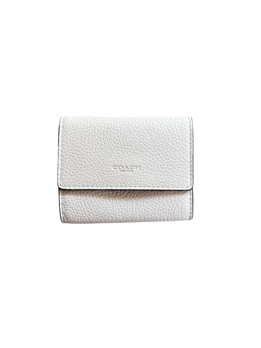 Coach Pebbled Leather Compact Wallet in Off-White